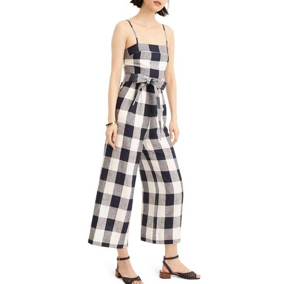 J. Crew Pants - J. Crew Gingham Beauchamps Linen Strap Jumpsuit 14